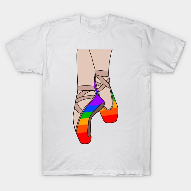 Rainbow pointe shoes T-Shirt by CalliesArt